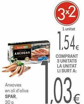 Valvi Supermercats Anxoves En Oli D'oliva Spar oferta