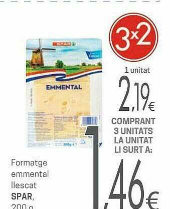 Valvi Supermercats Formatge Emmental Llescat Spar oferta