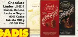 Gadis LINDT Chocolate Lindor Blanco, Relleno Leche o Negro 60% Cacao Tableta oferta