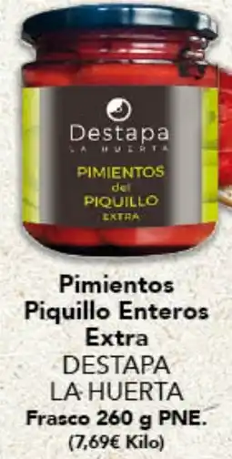 Gadis DESTAPA LA HUERTA Pimientos Piquillo Enteros Extra Frasco oferta