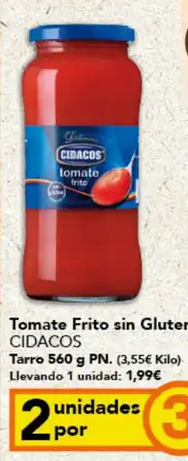 Gadis CIDACOS Tomate Frito sin Gluten oferta