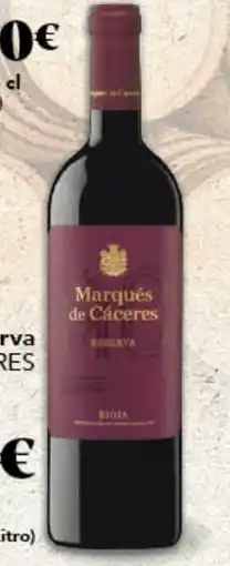 Gadis MARQUÉS DE CÁCERES Vino Tinto D.O. Ca. Rioja Reserva oferta