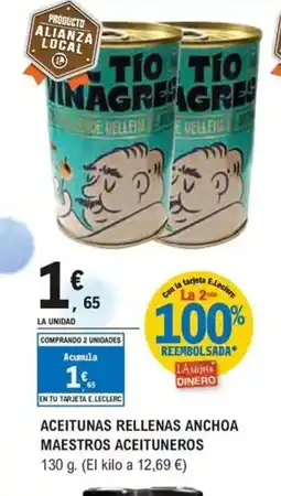 E.Leclerc MAESTROS ACEITUNEROS Aceitunas rellenas anchoa oferta