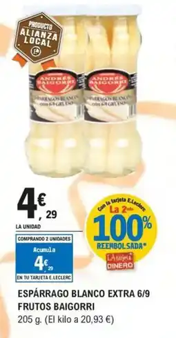 E.Leclerc BAIGORRI Espárrago blanco extra 6/9 frutos oferta