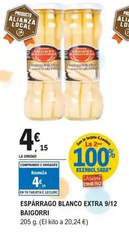 E.Leclerc BAIGORRI Espárrago blanco extra 9/12 oferta