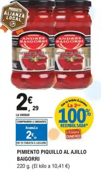 E.Leclerc BAIGORRI Pimiento piquillo al ajillo oferta