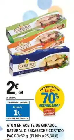 E.Leclerc CORTIZO Atún en aceite de girasol, natural o escabeche oferta
