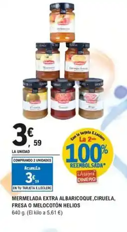 E.Leclerc HELIOS Mermelada extra albaricoque, ciruela, fresa o melocotón oferta