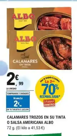 E.Leclerc ALBO Calamares trozos en su tinta o salsa americana oferta