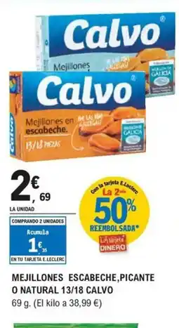 E.Leclerc CALVO Mejillones escabeche, picante o natural oferta