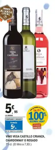 E.Leclerc Vino vega castillo crianza, chardonnay o rosado oferta
