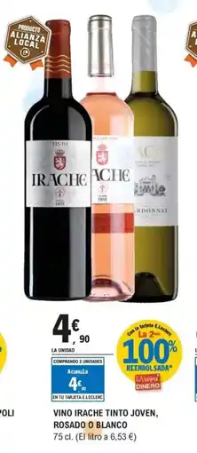 E.Leclerc Vino irache tinto joven, rosado o blanco oferta