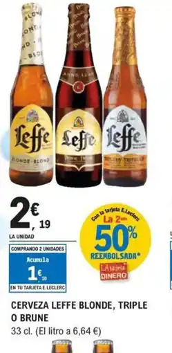 E.Leclerc Cerveza leffe blonde, triple o brune oferta