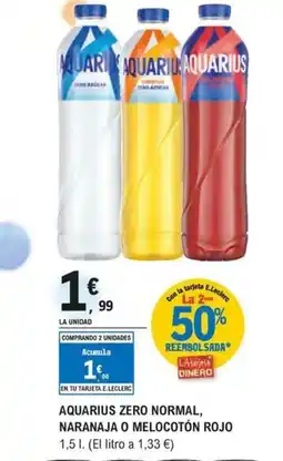 E.Leclerc AQUARIUS Zero normal, naranaja o melocotón rojo oferta