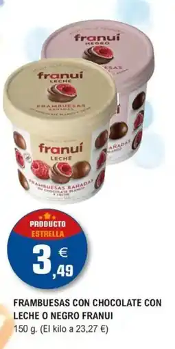 E.Leclerc FRANUI Frambuesas con chocolate con leche o negro oferta