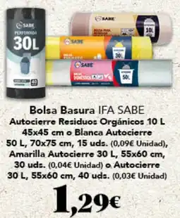 Gadis IFA SABE Bolsa Basura Autocierre Residuos Orgánicos oferta