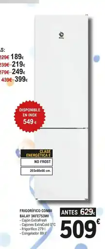 E.Leclerc Frigorífico combi balay 3kfe753wi oferta
