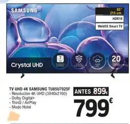 E.Leclerc Tv uhd 4k samsung tu85u7025f oferta