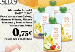 Gadis BABY CUAC Alimento Infantil Fruta Variada con Galleta, Manzana Plátano, Plátano Manzana y Fresa o Fruta Variada con Avena oferta