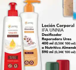 Gadis IFA UNNIA Loción Corporal Dosificador Reparadora Urea o Nutritiva Almendras oferta
