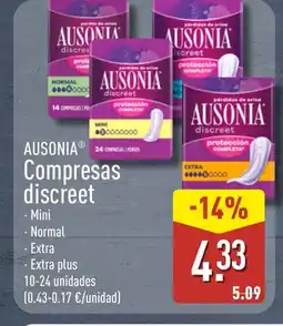 ALDI AUSONIA Compresas discreet oferta