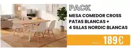 Atrapamuebles Cross - mesa comedor patas blancas + 4 sillas nordic blancas oferta