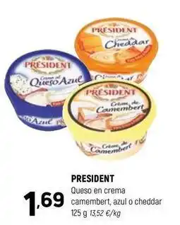 Coviran Président - queso en crema camembert, azul o cheddar oferta
