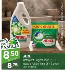 Coviran Ariel - detergent original liquid 29 + 6 dosis o pods original 26 + 9 dosis oferta