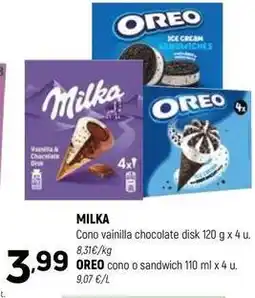Coviran Milka - cono vainilla chocolate disk oferta