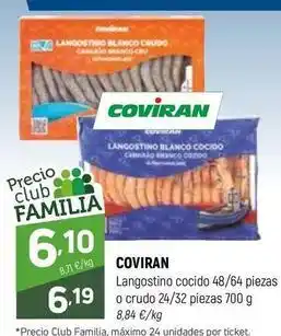 Coviran - langostino cocido 48/64 piezas o crudo 24/32 piezas
