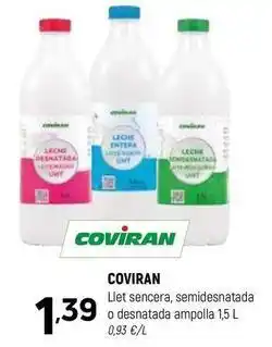 Coviran Coviran - llet sencera, semidesnatada o desnatada ampolla oferta