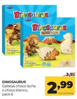 Alimerka Dinosaurios - dinosaurus galletas choco leche o choco blanco oferta
