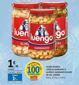 E.Leclerc Luengo - alubia blanca, lenteja, garbanzo o alubia o garbanzos bajos en sal oferta