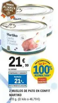 E.Leclerc Martiko - 2 muslos de pato en confit oferta