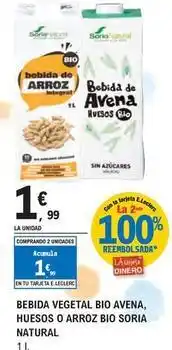 E.Leclerc Soria natural - bebida vegetal bio avena, huesos o arroz bio oferta