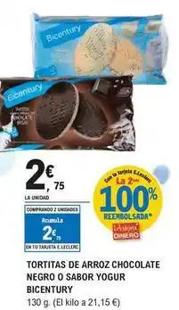 E.Leclerc Bicentury - tortitas de arroz chocolate negro o sabor yogur oferta