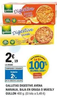 E.Leclerc Gullón - galletas digestive avena naranja, baja en grasa o muesly oferta