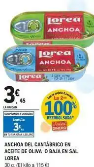 E.Leclerc Lorea - anchoa del cantabrico en aceite de oliva o baja en sal oferta