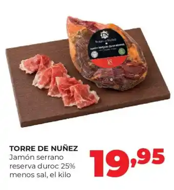 Alimerka TORRE DE NUÑEZ Jamón serrano reserva duroc 25% menos sal oferta