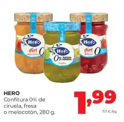 Alimerka HERO Confitura 0% de ciruela, fresa o melocotón oferta