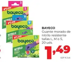 Alimerka BAYECO Guante morado de nitrilo resistente tallas L, Mo S, 20 uds. oferta