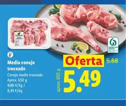 Lidl Medio conejo troceado oferta