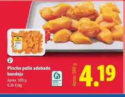 Lidl Pincho pollo adobado bandeja oferta