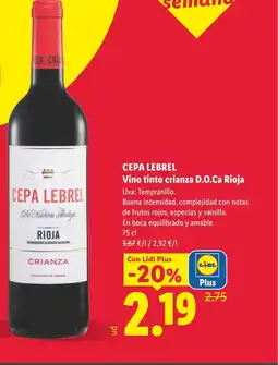 Lidl CEPA LEBREL Vino tinto crianza D.O.Ca Rioja oferta