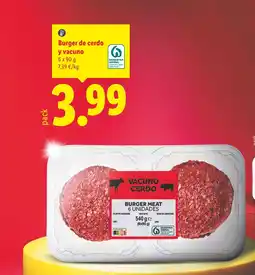 Lidl Burger de cerdo y vacuno oferta