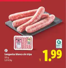 Lidl Longaniza blanca sin tripa oferta