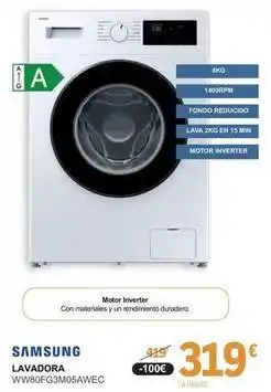 E.Leclerc Samsung - lavadora ww80fg3m05awec oferta
