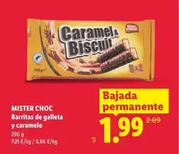 Lidl MISTER CHOC Barritas de galleta y caramelo oferta