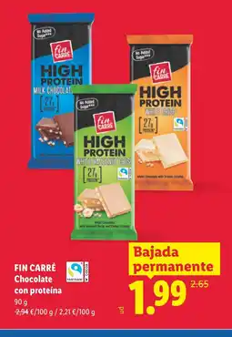 Lidl FIN CARRÉ Chocolate con proteína oferta
