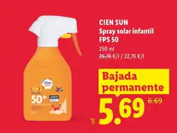 Lidl CIEN SUN Spray solar infantil FPS 50 oferta